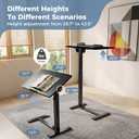 DUMOS Overbed Table with Wheels, Height-Adjustable Bedside Table, Black, 27.55*15.75*42.52inch