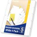 Binder Dividers with Tabs for 3 Ring Binder, 8.5 x 11 Paper Binder Dividers with Tabs 5 Tab Dividers for 3 Ring Binder, 4 Sets Page Dividers for School, Office and Home, 20 Dividers