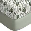 Yoofoss Pack and Play Sheets Fitted, Mini Crib Sheets 2-Pack for Pack N Play Mattress, Stretchy Playard Sheet, Soft and Breathable (Green + Banana Leaves)