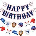 2 x Baseball Happy Birthday Banner - Baseball Sports Themed Happy Birthday Decorations Sign Baseball Party Banner Decorations Party Decor Supplies for Boys Girls (Blue)