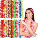 10pcs Hawaiian Leis Bulk,Colorful Lei Tropical Flower Necklace Hawaii Hula Dance Decor for Summer Beach Pool Luau Party Birthday Decoration Favors Supplies