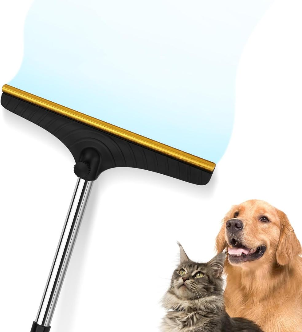 B-Land Carpet Rake for Pet Hair Removal, Reusable Pet Hair Remover with 60" Adjustable Long Handle, Carpet Scraper Dog Cat Hair Remover Tool for Rugs, Mats, Couch, Furniture, Pitch Black