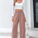 FUNYYZO Wide Leg Dress Pants for Women Work Slacks Business Casual Outfits (Pink, XS)