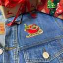 4Pack EMBROBOF Santa Sleigh Patch 3 inches, Joyful Christmas Tree Patch Embroidered Merry Christmas Iron On Patches for Clothes