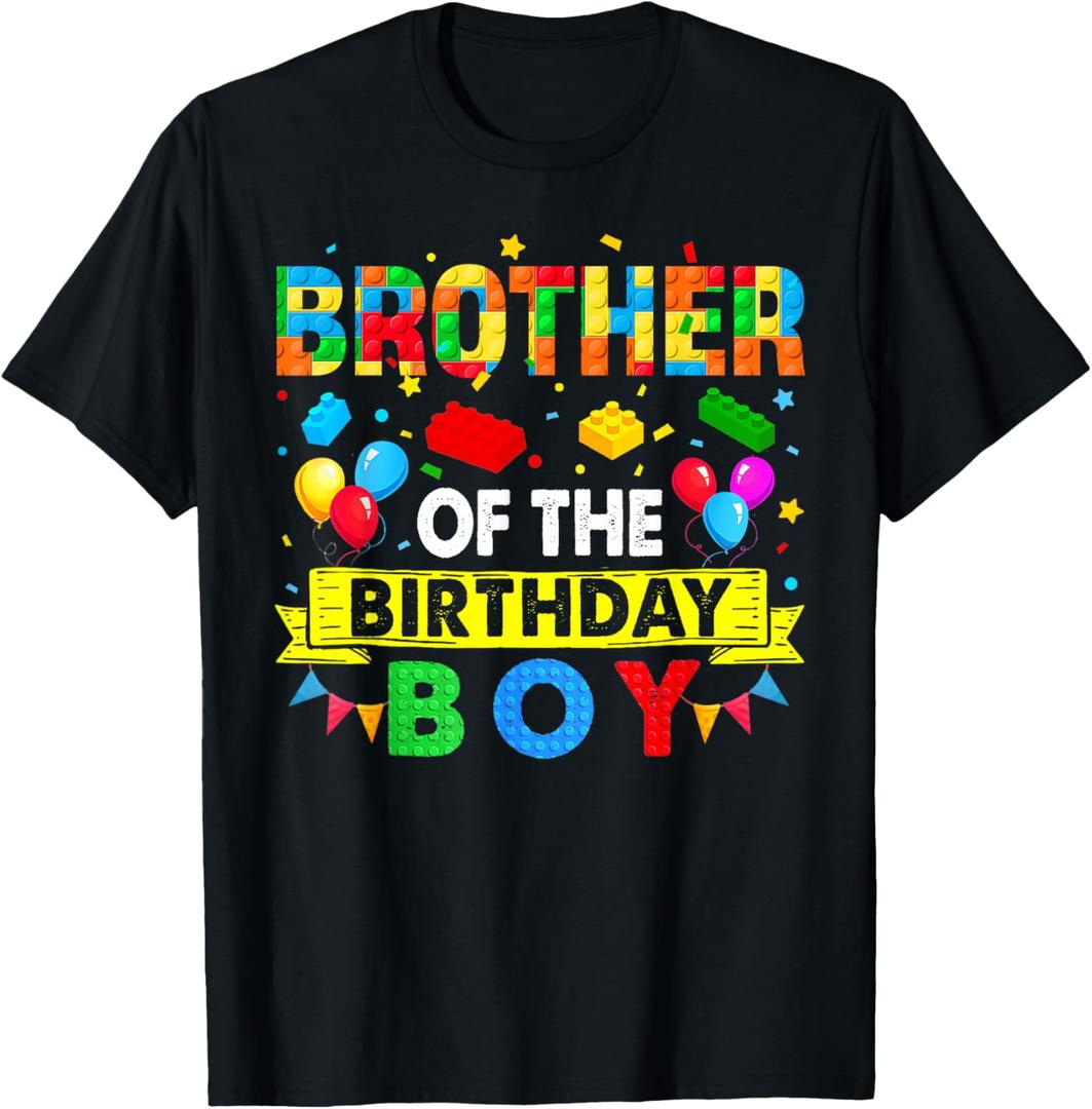 Brother of The Birthday Boy Master Builder Blocks Building T-Shirt