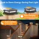 Solar Post Cap Lights Outdoor 12 Packs for 4x4 5x5 Vinyl/Wooden Posts, Waterproof Solar Powered Fence Post Light with Warm/Cool Lighting, Black 16LEDs Deck Cap Light for Garden, Patio, Porch