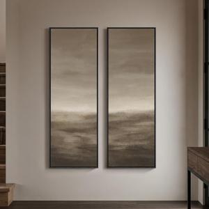 Large Framed Abstract Vertical Wall Art, 2 Piece Brown Long Narrow Decor, 20"W x 60"H x 2Pcs