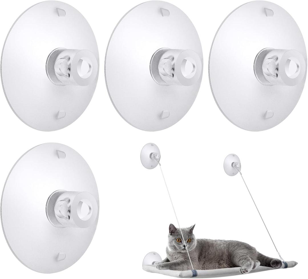 4 Pieces Cat Window Perch Suction Cup Powerful Window Bed Seat Replacement Suction Cup Clear PVC Sucker Pads for Cat Hammocks/Window Seat/Perch