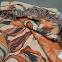 Boho Throw Blanket for Bed 80x90, 100% Cotton Woven Blanket for Couch Sofa, Ultra Soft 4-Layer Muslin Quilt with Floral Printed, Farmhouse Bed Blanket/Cover for Living Room Decor