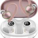 PEFUPEW Wireless Earbuds, Bluetooth 5.4 Headphones Sport, Over Ear Buds with ENC Noise Cancelling Mic, 48H, Wireless Earphone with Earhooks, Stereo Deep Bass, Rose Gold