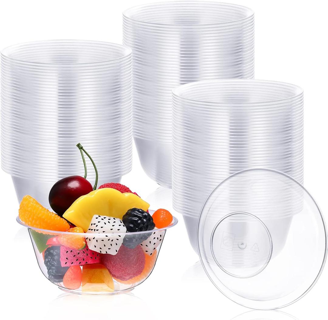 Thenshop 250 Pcs 9 oz Clear Dessert Bowls Disposable Hard Plastic Serving Bowls for Soup Salad Ice Cream Parties Catering Weddings Picnics Home or Event Party Supplies