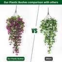 RECUTMS 2Pcs Artificial Hanging Flower Greenery Plants Faux Greenery Artificial Plants for Outdoors Hanging Basket Plastic Home Garden Wedding Party Decorations(Fuchsia)