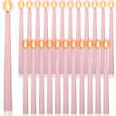 Macarrie 24 Packs Flameless Taper Candles Battery Operated Fake 11 Inch Long Candlelight LED Flameless Candlesticks Flickering Tapered for Spring Summer Wedding(Pink)