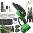 Mini Chainsaw Cordless 6-Inch, 880W Small Battery Powered Chainsaw with Auto Oiler, 2 Batteries & 3 Chains for Tree Trimming & Wood Cutting, Gift for Men Dad Husband.