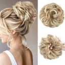 CJL HAIR Large Messy Bun Hair Piece Wavy Curly Scrunchies Synthetic Chignon Ponytail Hair Extensions Thick Updo Hairpieces for Women Dirty Blonde