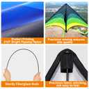 2 Pack Kites for Kids and Adults, Easy to Fly Delta Kite for Beach, Single Line Kite Set for Beginners, 63" x 30" Delta Kites for Teens with 2 * 300FT String Handles (Green&Blue)