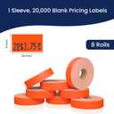 Perco Red Pricing Labels for Monarch 1131 Price - 1 Sleeve, 8 Rolls, 20,000 Price Marking Labels - with Ink Roll Included