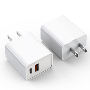 iPhone 17/16 Charger Block, 2Pack 20W Dual Port PD Fast USB C Wall Charger Adapter + USB A Quick Charging Brick Plug Compatible with iPhone Air/17/16/15/14/13/12/11/Pro Max/Plus/XS/XR/X,iPad,AirPods (White)