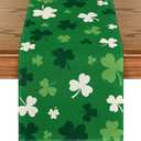 Artoid Mode Green Shamrock St. Patrick's Day Table Runner, Seasonal Spring Kitchen Dining Table Decoration for Home Party Decor 13x90 Inch