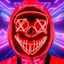 2 x KZATVECY Halloween LED Purge Mask for Adults Scary Light Up Mask for Men Women Cosplay Costume Masquerade Parties Gift (Red)