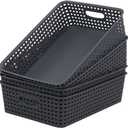 Idotry 4 Packs Plastic Paper Storage Basket, Gray