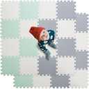 Foam Floor Mats for Kids, 12 x 12 Inch 16 Tiles 0.4" Thickness Foam Play Mat, Non-Toxic Square Interlocking Floor Mats Rubber Baby Play Mat for Toddlers(White/Gray/Bean Green)