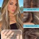 Straight 13x4 HD Lace Front Wig for Women, 26inch Heat Resistant Synthetic Hair Glueless Pre Plucked Straight Human Hair-Like Layered Wig with Realistic Scalp (Mixed Brown Color)
