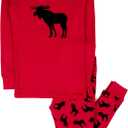 Leveret Kids & Toddler Pajamas Boys Girls Unisex 2 Piece Pjs Set 100% Cotton Sleepwear (12 Months-14 Years) (Moose)
