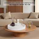 Round Decorative Tray for Coffee Table - Concrete Home Decor Tray - Coffee Table Decor - Table Trays Decorative - Centerpiece Tray with Aesthetic Honeycomb (White)