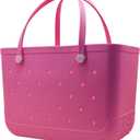 X-Large Waterproof Sandproof Rubber Beach Tote Bag with Zipper Pocket and Phone Kickstand Cup