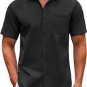 COOFANDY Mens Casual Button Down Shirts Short Sleeve Summer Untucked Dress Shirt with Pocket (XX-Large, Black)