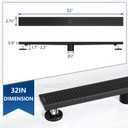 Neodrain 32-Inch Black Linear Shower Drain with Removable Quadrato Pattern Grate,Professional 304 Stainless Steel Rectangle Shower Floor Drain Manufacturer,Leveling Feet,Hair Strainer,Matte Black