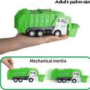 FIVEDAOGANG Small Friction Powered Garbage Truck Toys Set, Includes Front Load Dumpster, 4 Trash Bins and Trash Learning Cards for Kids