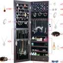 8 LED Lights Jewelry Armoire with Mirror - 47.3' H Cabinet Door Hanging/Wall Mounted Mirror With Storage And 2 Drawers - Brown