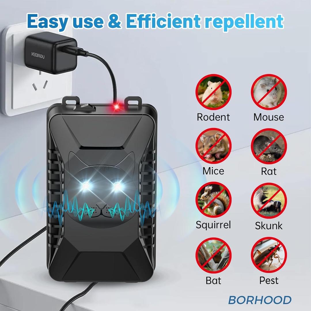 Ultrasonic Rodent Repellent, Skunks Repellent for Car Keep Mice Out of Cars Engines, Indoor-11