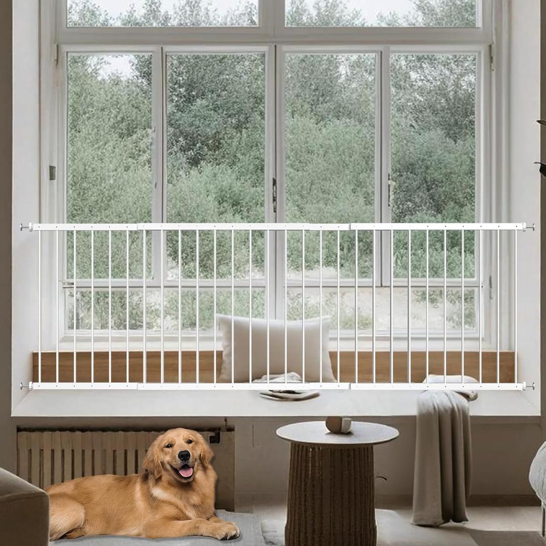 Fairy Baby Window Guards for Children, 87.4"-112.2" Adjustable Wide Child Safety Window Guard Prevents Accidental Falls, Home Security Childproof Interior Bar Guard for Windows Wide (4 Panels)