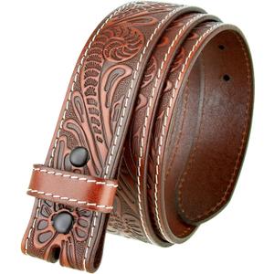 Genuine Full Grain Western Engraved Tooled Leather Strap or Belt 1-1/2" Wide (Tan)