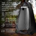Upgraded Wider top & 3-Window Pop Up Privacy Tent for Portable Toilet. Camp Shower or Changing Tent, Water-Repellent, UV-Protective. Ideal for Beach, Hiking, Camping Essentials and Festivals, Black