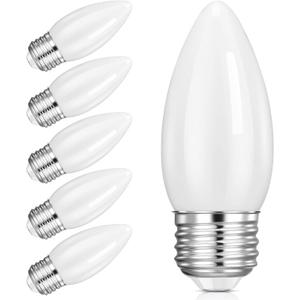 Hola LED Chandelier Bulb Dimmable Lamp Bulb E26 Base, 360 Beam Angle UL Listed Warm 2700K LED Filament Bulb, Frosted Glass, 4.5W 400 Lumens, 6 Pack