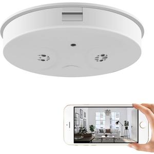 WiFi Hidden Spy Camera Smoke Detector, HD 1080P Wireless Security Nanny Detector Camera with Night Vision/Motion Detection for Home Office Security, Support Android and iOS,No Audio