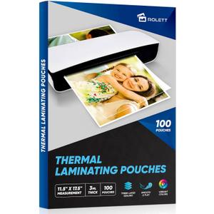 Laminating Sheets, 100 Pack Laminating Pouches Holds 11 x 17 Inch Sheets, 3 Mil Laminate Sheets 11.5 x 17.5 Inch for Laminator, Clear A3 Thermal Laminating Pouches with Round Corner