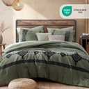 MaiRve Embroidery Comforter Set, Boho Farmhouse Western Bedding Set, All Season Bed in A Bag Comforter Set with Sheets, Pillowcases & Shams, Olive Green Full 7 Pieces