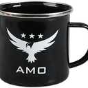 AMO 12 oz Tin Campfire Mug - Durable Enamel Camping Mug for Travel, Hiking, and Outdoor Adventures - Lightweight- Black
