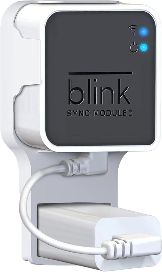 Kidjoyo Wall Mount for Blink Sync Module 2 with Short Cable - Save Space - No Messy Wires - Easy Move Mount Bracket Holder for Blink Outdoor Indoor Security Camera (1 Pack)