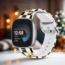 Holiday Watch Bands Compatible with Fitbit Versa 4 Bands for Woman,for Versa 3/Sense 2/Sense Bands Replacement Strap (Checkered Lucky Fortune)