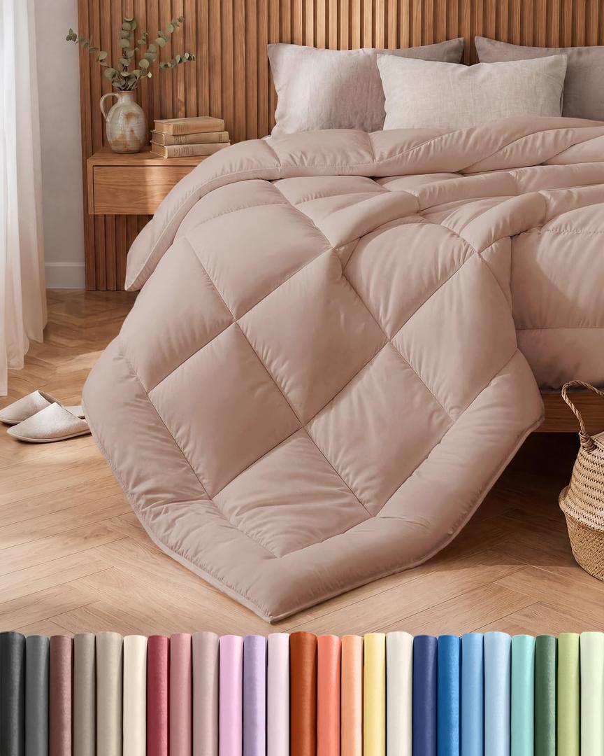 Cal King Size, Mauve Alternative Down Comforter - Warm, Lightweight & Breathable Hotel Quality Bedding Set for Men, Women, Kids & Teens - All Season Oversized Cooling Microfiber Duvet Insert Comforter