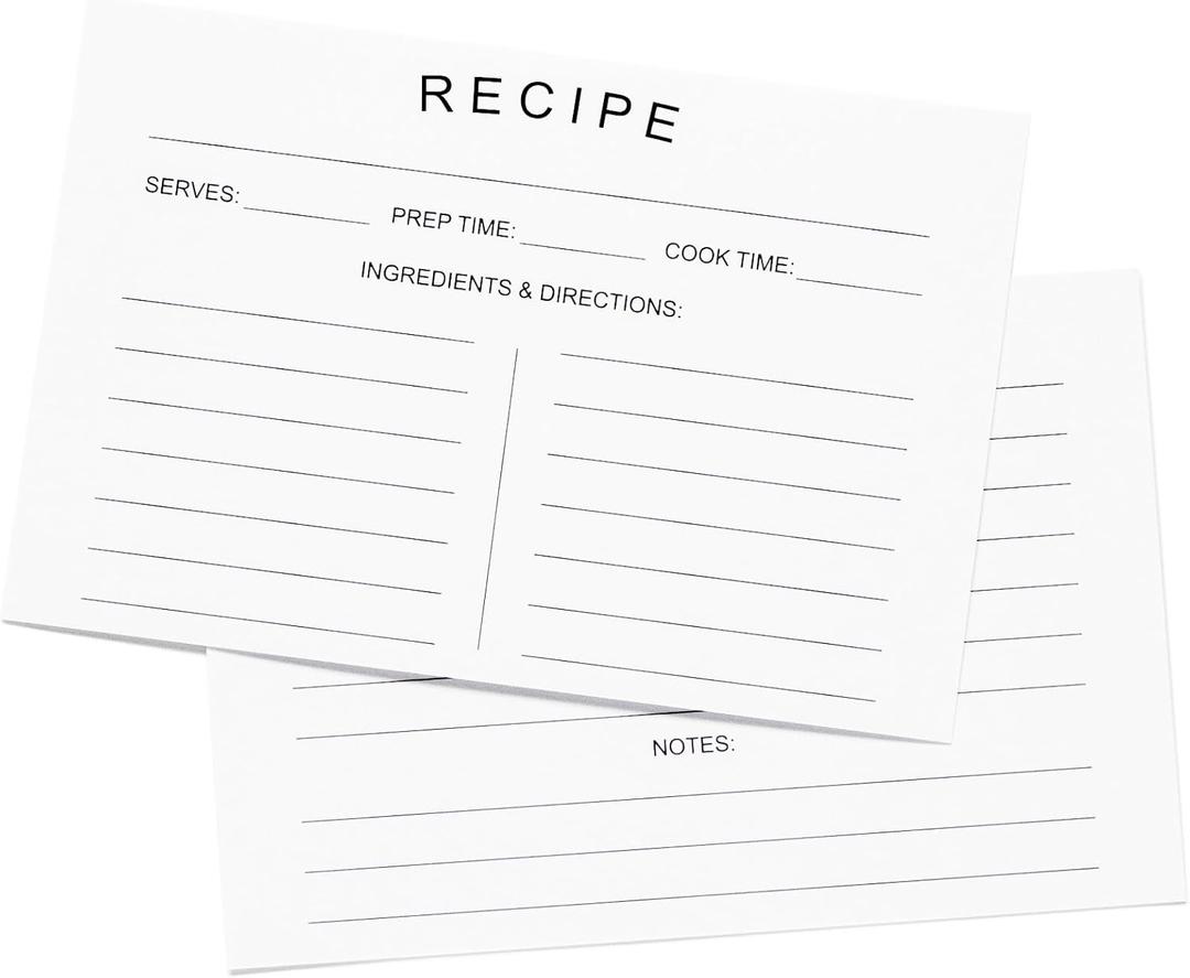 75 Recipe Cards 4x6 Inch Double Sided Thick Card Stock Fit with Recipe Binder Recipe Box Modern Minimal Design