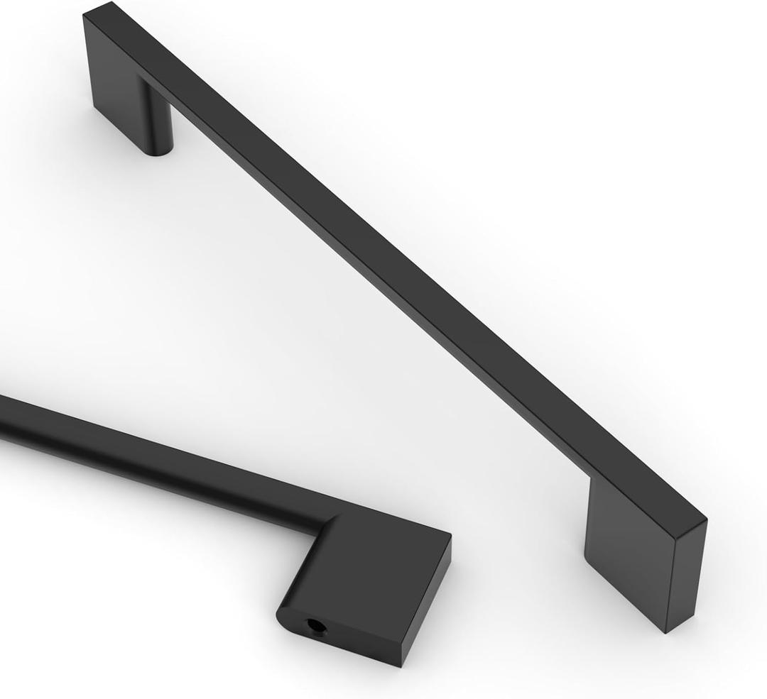 Asidrama 10 Pack 6.3 Inch(160mm) Matte Black Kitchen Cabinet Handles, Cabinet Pulls Kitchen Cabinet Hardware for Cupboard Drawer Pulls (6.3" Hole Center (160mm)