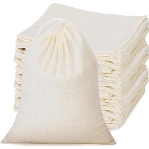 Tatuo 50 Pieces 4 x 6 Inches Muslin Cotton Drawstring Bags Canvas Linen Sachet Bag Reusable Empty Gift Pouch for Party Home Supplies