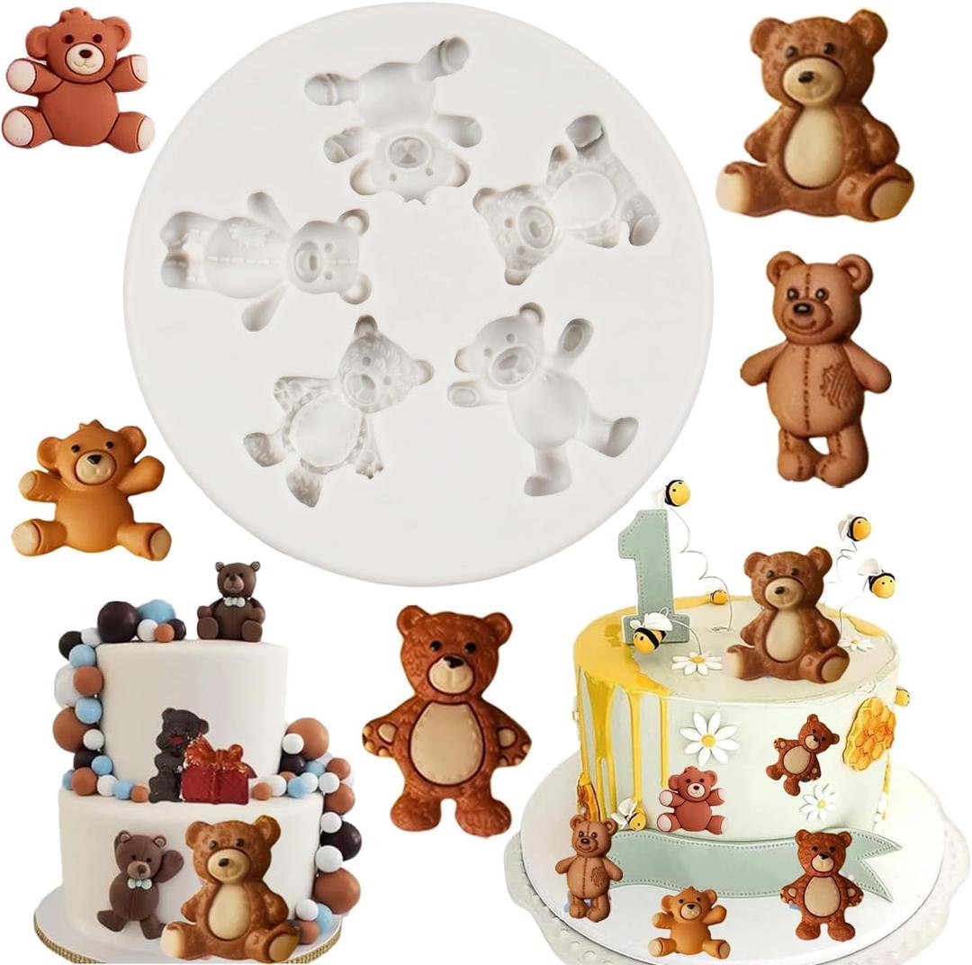 Bear Silicone Fondant Molds Bear Candy Chocolate Molds For Cake Decoration Cupcake Topper Chocolate Candy Polymer Clay Gum Paste